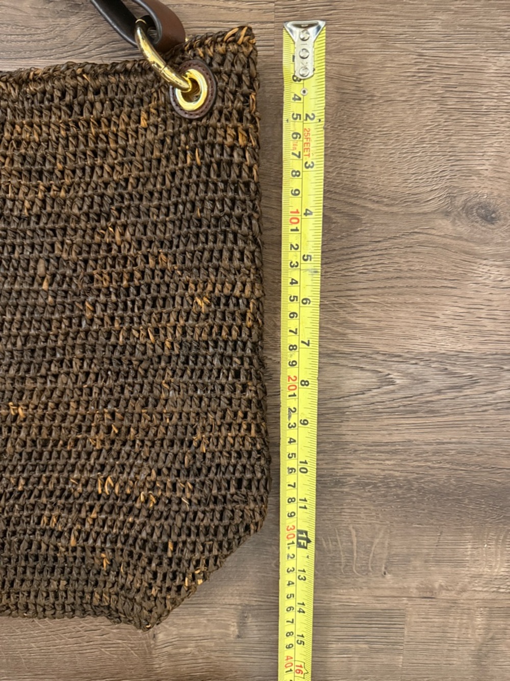 Michael Kors Brown Santorini Raffia Woven Tote with Leather Handle - Picture 5 of 6